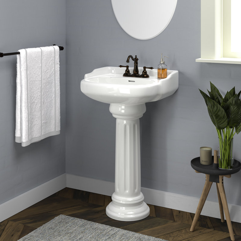 Barclay Vicki Vitreous China Oval Pedestal Bathroom Sink with Overflow